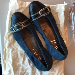 AGL blue suede & cap toe buckle flat 7.5